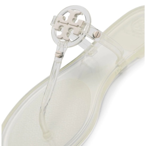 New TORY BURCH Mini Miller Clear Jelly Thong Logo Sandals, Size 8 M - Picture 3 of 8